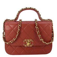 Load image into Gallery viewer, CHANEL Infinity Quilted Leather Top Handle Chain Crossbody Bag Red
