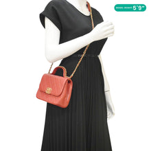 Load image into Gallery viewer, CHANEL Infinity Quilted Leather Top Handle Chain Crossbody Bag Red
