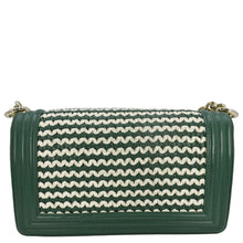 Load image into Gallery viewer, CHANEL Boy Flap Woven Leather Shoulder Bag Green
