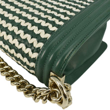 Load image into Gallery viewer, CHANEL Boy Flap Woven Leather Shoulder Bag Green
