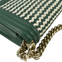 Load image into Gallery viewer, CHANEL Boy Flap Woven Leather Shoulder Bag Green
