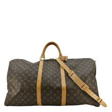 Load image into Gallery viewer, LOUIS VUITTON Keepall 60 Bandouliere Monogram Canvas Travel Bag Brown
