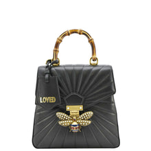 Load image into Gallery viewer, GUCCI Queen Margaret Bee Quilted Leather Backpack Black 476664
