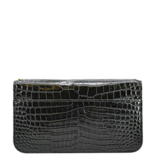 Load image into Gallery viewer, YVES SAINT LAURENT Monogram Sunset Crocodile Embossed Leather Shoulder Bag Black
