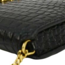 Load image into Gallery viewer, YVES SAINT LAURENT Monogram Sunset Crocodile Embossed Leather Shoulder Bag Black
