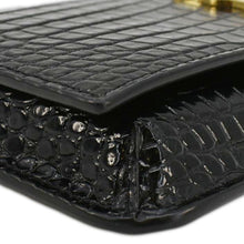 Load image into Gallery viewer, YVES SAINT LAURENT Monogram Sunset Crocodile Embossed Leather Shoulder Bag Black
