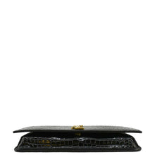 Load image into Gallery viewer, YVES SAINT LAURENT Monogram Sunset Crocodile Embossed Leather Shoulder Bag Black
