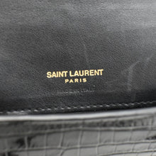 Load image into Gallery viewer, YVES SAINT LAURENT Monogram Sunset Crocodile Embossed Leather Shoulder Bag Black
