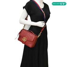 Load image into Gallery viewer, GUCCI Marmont Small Matelasse Leather Shoulder Bag Red 498100
