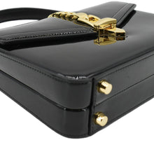 Load image into Gallery viewer, GUCCI Sylvie 1969 Patent Leather Top Handle Crossbody Bag Black 589479
