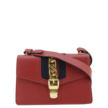 Load image into Gallery viewer, GUCCI Sylvie Small Web Leather Shoulder Bag Red 421882
