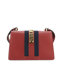 Load image into Gallery viewer, GUCCI Sylvie Small Web Leather Shoulder Bag Red 421882
