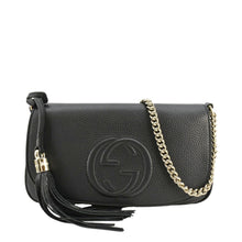 Load image into Gallery viewer, GUCCI Soho Flap Leather Chain Crossbody Bag Black 536224
