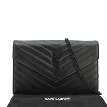 Load image into Gallery viewer, YVES SAINT LAURENT Classic Envelope Cassandre Leather Chain Crossbody Bag Black
