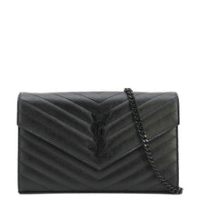 Load image into Gallery viewer, YVES SAINT LAURENT Classic Envelope Cassandre Leather Chain Crossbody Bag Black
