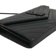 Load image into Gallery viewer, YVES SAINT LAURENT Classic Envelope Cassandre Leather Chain Crossbody Bag Black
