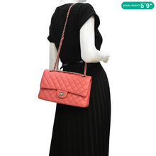 Load image into Gallery viewer, CHANEL Classic Double Flap Medium Quilted Leather Shoulder Bag Salmon Pink dummy look
