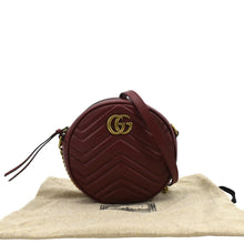 Load image into Gallery viewer, GUCCI GG Marmont Mini Round Leather Crossbody Bag Red 550154
