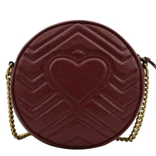 Load image into Gallery viewer, GUCCI GG Marmont Mini Round Leather Crossbody Bag Red 550154
