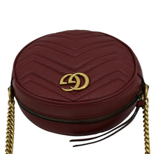 Load image into Gallery viewer, GUCCI GG Marmont Mini Round Leather Crossbody Bag Red 550154
