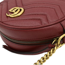 Load image into Gallery viewer, GUCCI GG Marmont Mini Round Leather Crossbody Bag Red 550154
