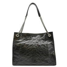 Load image into Gallery viewer, YVES SAINT LAURENT Niki Medium Crinkle  Leather Shoulder Bag Black
