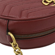 Load image into Gallery viewer, GUCCI GG Marmont Mini Round Leather Crossbody Bag Red 550154
