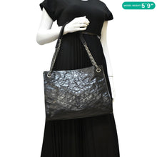 Load image into Gallery viewer, YVES SAINT LAURENT Niki Medium Crinkle  Leather Shoulder Bag Black
