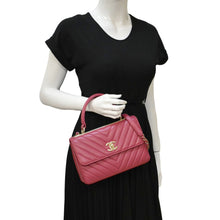 Load image into Gallery viewer, CHANEL Trendy CC Top Handle Flap Quilted Leather Shoulder Bag Hot Pink
