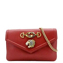 Load image into Gallery viewer, GUCCI Rajah Tiger Head Leather Chain Shoulder Bag Red 537241
