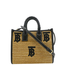 Load image into Gallery viewer, BURBERRY Freya Mini Raffia Tote Shoulder Bag Black
