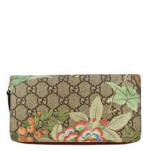 Load image into Gallery viewer, GUCCI Tian Print GG Canvas Zip Around Wallet Beige 424893
