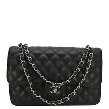 Load image into Gallery viewer, CHANEL Classic Jumbo Double Flap Quilted Caviar Leather Shoulder Bag Black
