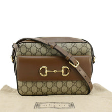 Load image into Gallery viewer, GUCCI Horsebit 1955 Small GG Supreme Canvas Shoulder Bag Beige 645454
