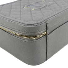 Load image into Gallery viewer, CHANEL Vanity Case Filigree CC  Large Caviar Quilted Shoulder Bag Grey
