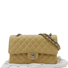 Load image into Gallery viewer, CHANEL Classic Double Flap Medium Quilted Caviar Leather Shoulder Bag Beige
