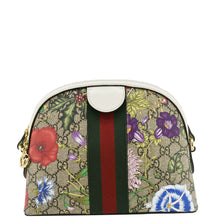 Load image into Gallery viewer, GUCCI Ophidia Flora Dome Small GG Supreme Monogram Shoulder Bag White 499621
