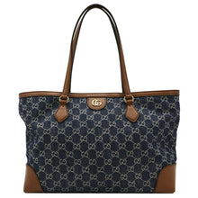 Load image into Gallery viewer, GUCCI Ophidia GG Medium Jacquard Denim Tote front look
