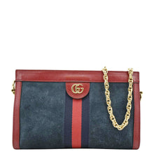 Load image into Gallery viewer, GUCCI Ophidia Small Suede Chain Shoulder Bag Denim Blue 503877
