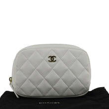 Load image into Gallery viewer, CHANEL Curvy Small Quilted Caviar Leather Cosmetic Pouch White
