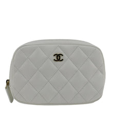 Load image into Gallery viewer, CHANEL Curvy Small Quilted Caviar Leather Cosmetic Pouch White
