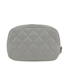 Load image into Gallery viewer, CHANEL Curvy Small Quilted Caviar Leather Cosmetic Pouch White
