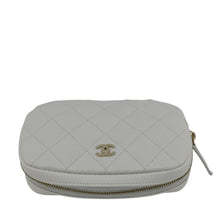 Load image into Gallery viewer, CHANEL Curvy Small Quilted Caviar Leather Cosmetic Pouch White
