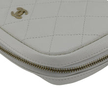 Load image into Gallery viewer, CHANEL Curvy Small Quilted Caviar Leather Cosmetic Pouch White
