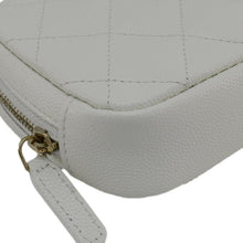 Load image into Gallery viewer, CHANEL Curvy Small Quilted Caviar Leather Cosmetic Pouch White
