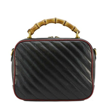 Load image into Gallery viewer, GUCCI GG Marmont Diagonal Leather Bamboo Top Handle Crossbody Bag Black 602270
