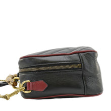 Load image into Gallery viewer, GUCCI GG Marmont Diagonal Leather Bamboo Top Handle Crossbody Bag Black 602270
