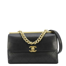 Load image into Gallery viewer, CHANEL Coco Luxe Stitched Leather Chain Crossbody Bag Black
