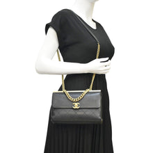 Load image into Gallery viewer, CHANEL Coco Luxe Stitched Leather Chain Crossbody Bag Black
