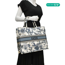 Load image into Gallery viewer, CHRISTIAN DIOR Book Butterfly Embroidered Canvas Tote Bag White
